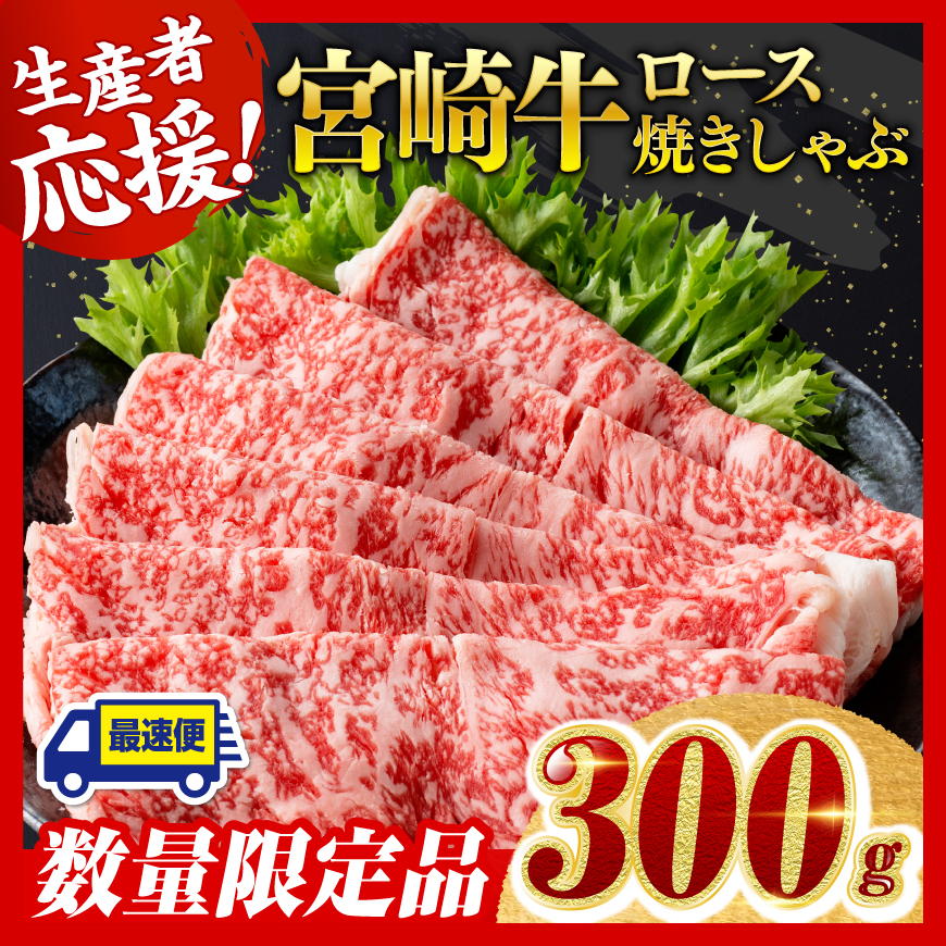 [数量限定]宮崎牛ロース焼きしゃぶ300g 肉 牛肉 黒毛和牛[D0605]