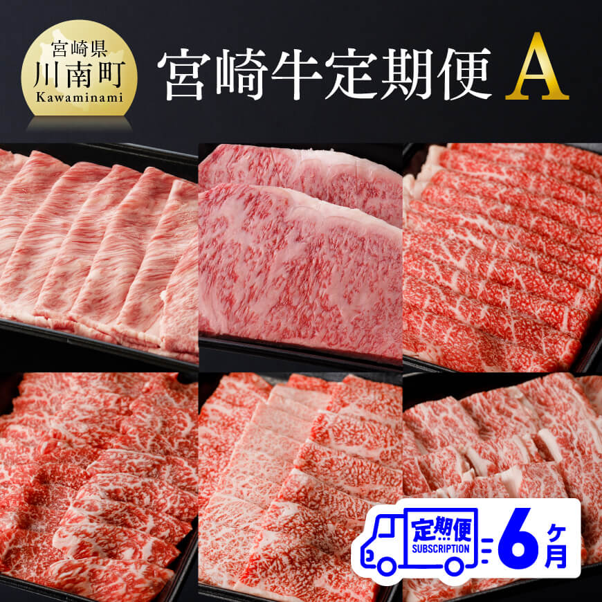 [6ヶ月定期便]宮崎牛定期便A 牛肉 黒毛和牛 国産牛肉 肉質等級4等級以上 九州産牛肉 定期便[D0676t6]