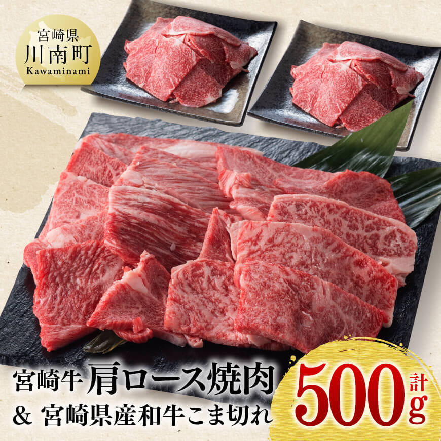 宮崎牛肩ロース焼肉300g(宮崎県産和牛肉こま切れ 200g)計500g 牛肉[D0618]