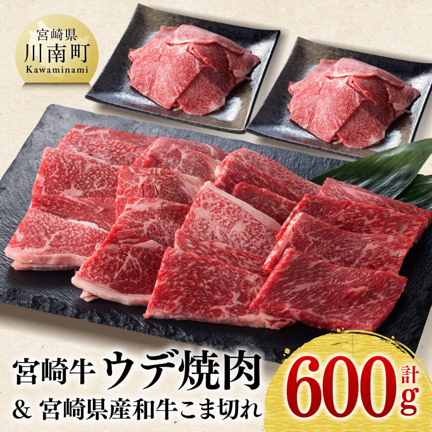 宮崎牛ウデ焼肉400g (宮崎県産和牛肉こま切れ200g付) 計600g 牛肉[D0616]