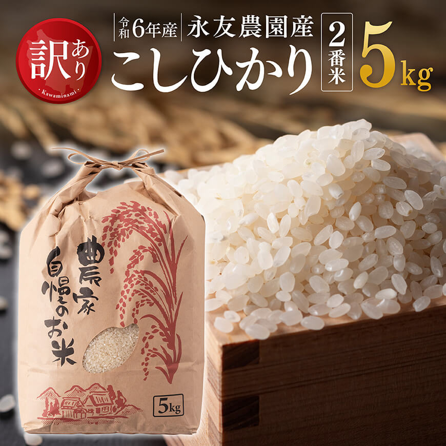 [訳あり][令和6年産]永友農園産「こしひかり(2番米)」5kg 米 お米 白米[D10613]