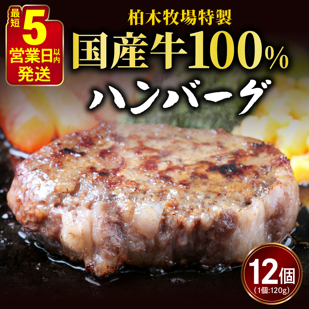 [ジュワッと肉汁まで美味い！] 柏木牧場特製 国産牛100%ハンバーグ (120g×12個)｜国産 ハンバーグ 冷凍 グルメ ギフト お惣菜 惣菜 [0067]