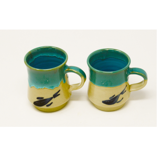 【琉球太田焼窯元】魚紋マグカップ<2個セット>
