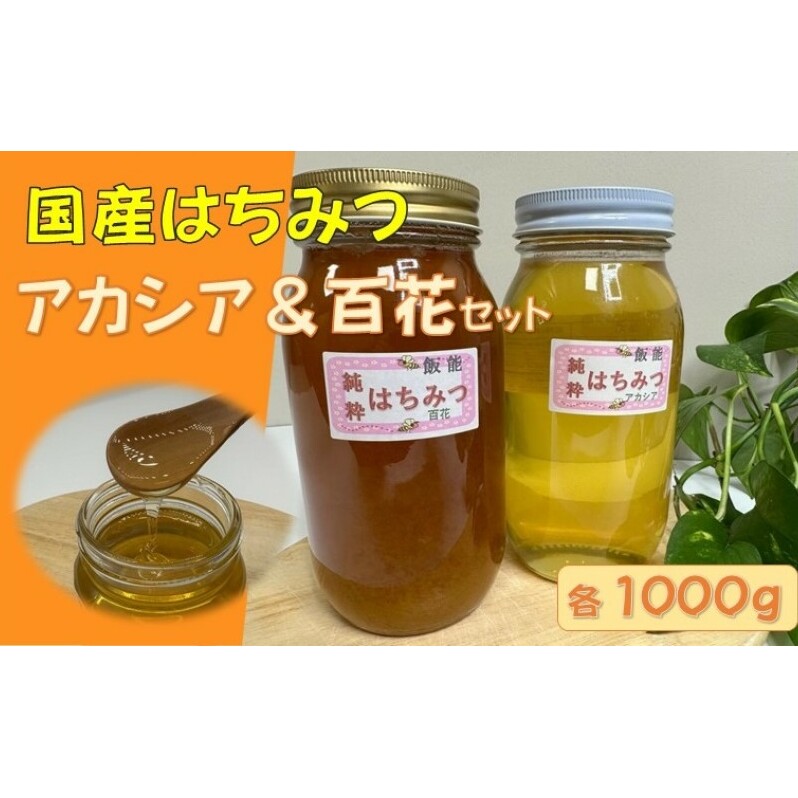 国産はちみつ食べ比べセット(百花とアカシア)各1000g[52210573] 蜂蜜 ハチミツ 2kg 