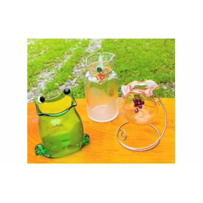 【ガラス製一輪挿し】カエル・大しぼり・金魚セット[52210763] インテリア 雑貨 生き物 爬虫類 小物 ペン立て メモ入れ 贈り物 プレゼント 自分用 カエル好き 