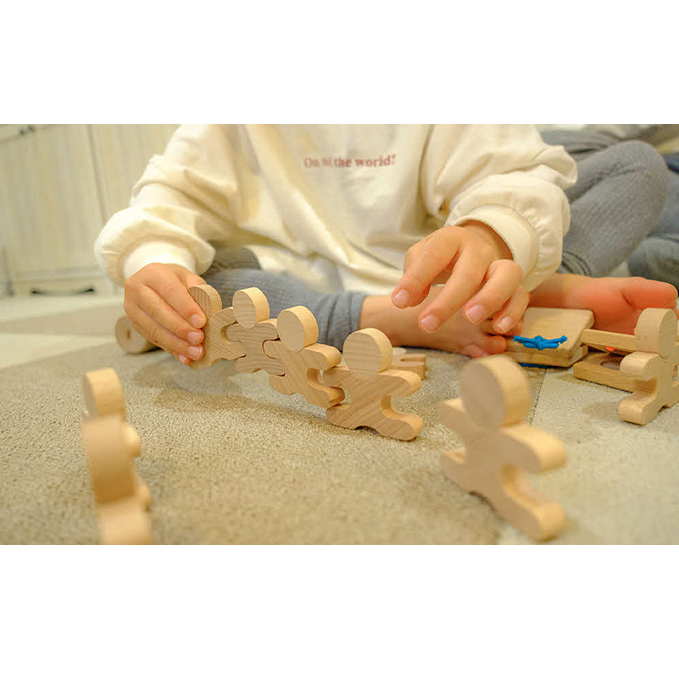 遊び方いろいろ! 人型木製積み木! 「忍者112ピース(木製BOX箱入り)」[52210564] 玩具 おもちゃ 工芸品 