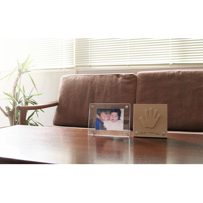 子どもの成長の記録を残せる! 木製手型フレームセット「天使の手型」[52210562] チケット 工芸品 インテリア 