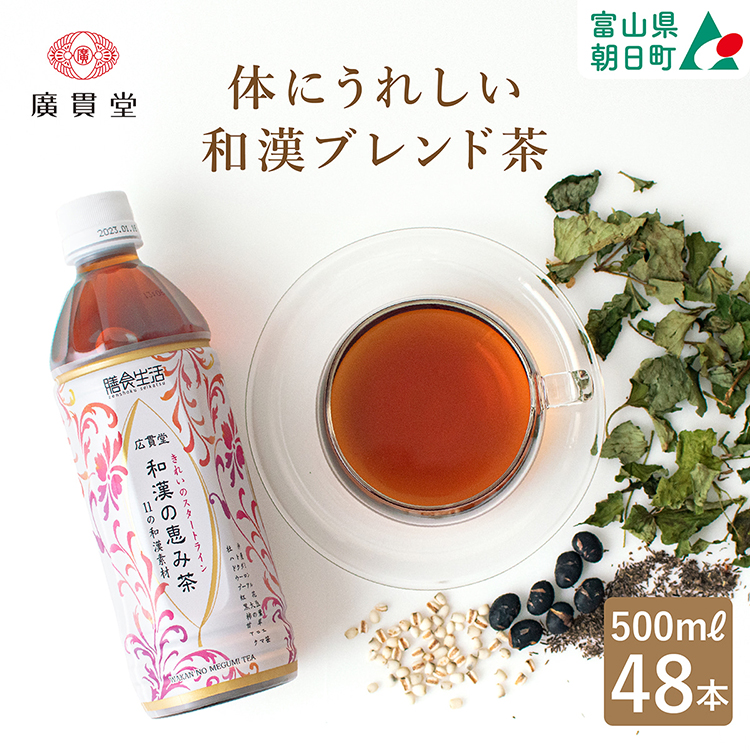 健康茶 ペットボトル お茶 和漢の恵み茶 500ml 24本 2ケース 計48本 [広貫堂 富山県 朝日町 34310392]