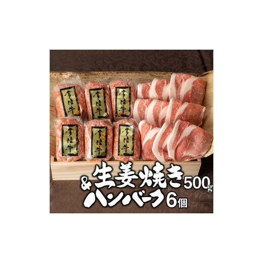 肉 常陸牛100%ハンバーグ6個＆茨城豚ロース生姜焼き500gセット 19000円 焼くだけでレストランの味 お肉 牛肉100% 敬老の日 ギフト対応 人気 おすすめ 【肉のイイジマ】 水戸 茨城（DU-27）