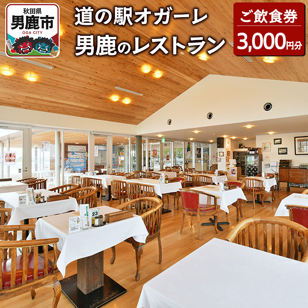 男鹿のレストラン ご飲食券 チケット 3,000円分(1,000円×3枚)道の駅オガーレ 東洋一の海岸線にある男鹿のレストラン 秋田県 男鹿市