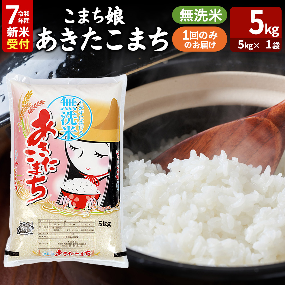 令和7年産新米受付『こまち娘』あきたこまち 無洗米 5kg×1袋 吉運商店 秋田県 男鹿市 お米 お弁当 おにぎり