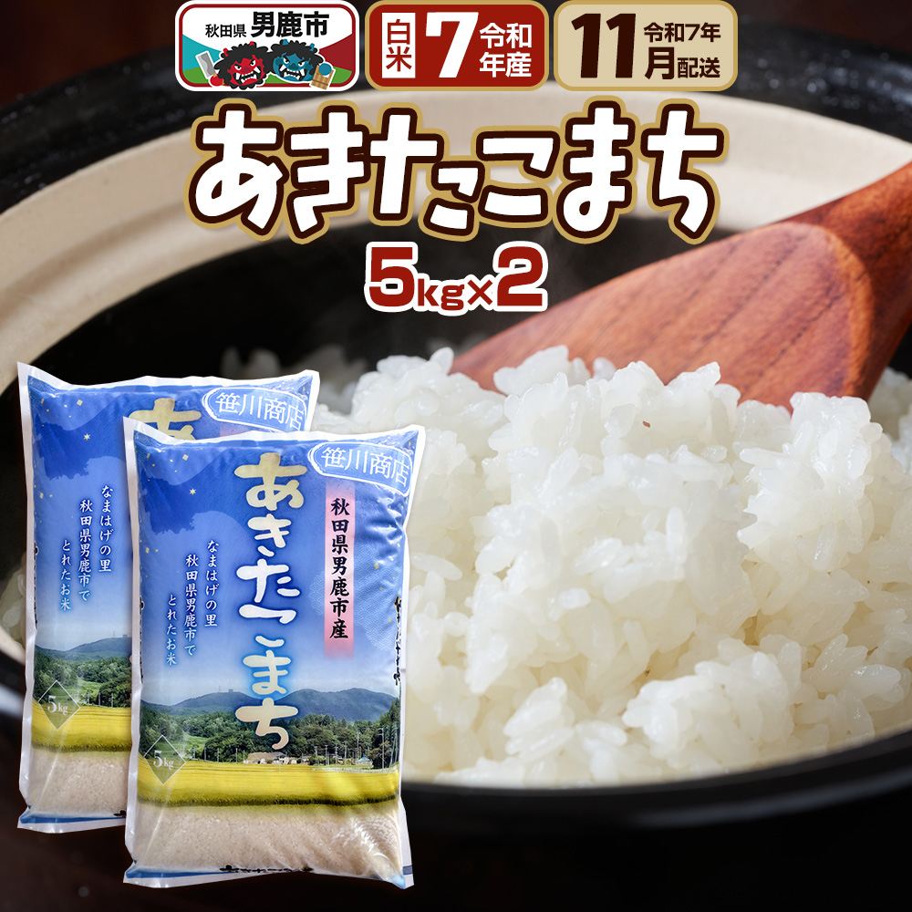 [先行受付・R7年11月お届け分]あきたこまち 精米 10kg(5kg×2袋) なまはげの里 秋田県男鹿市産 笹川商店 白米