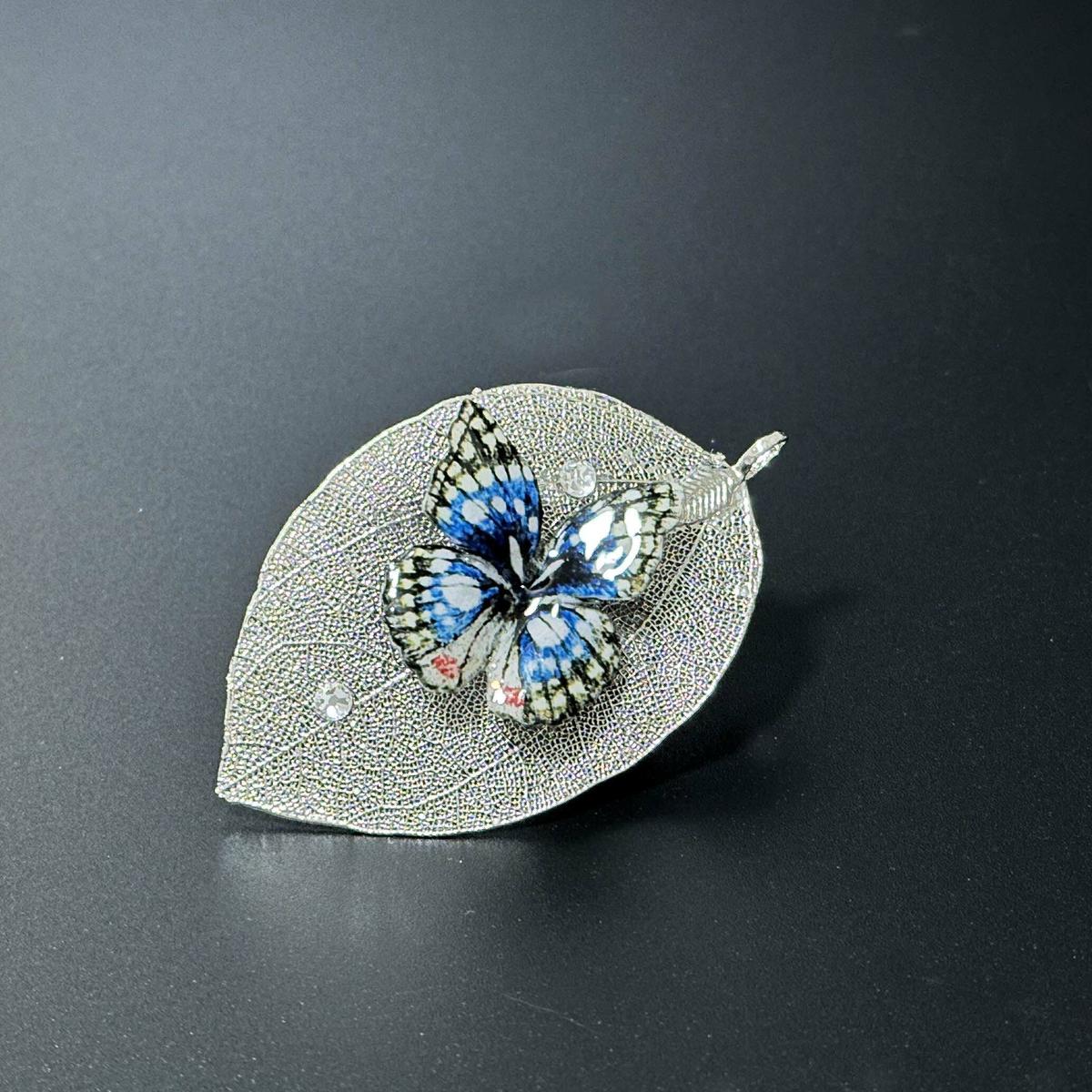 L200 オオムラサキ蝶ブローチ＆ネックレストップ