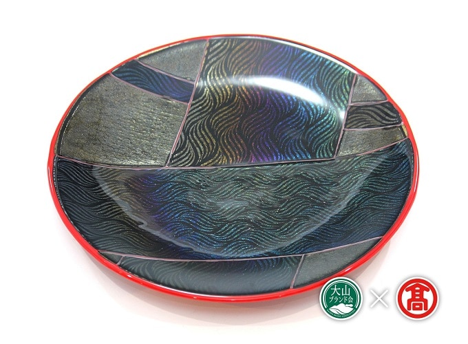 <イマージュ>流水紋光彩硝子皿木箱付(大山ブランド会) 米子高島屋 440-BU2 0902