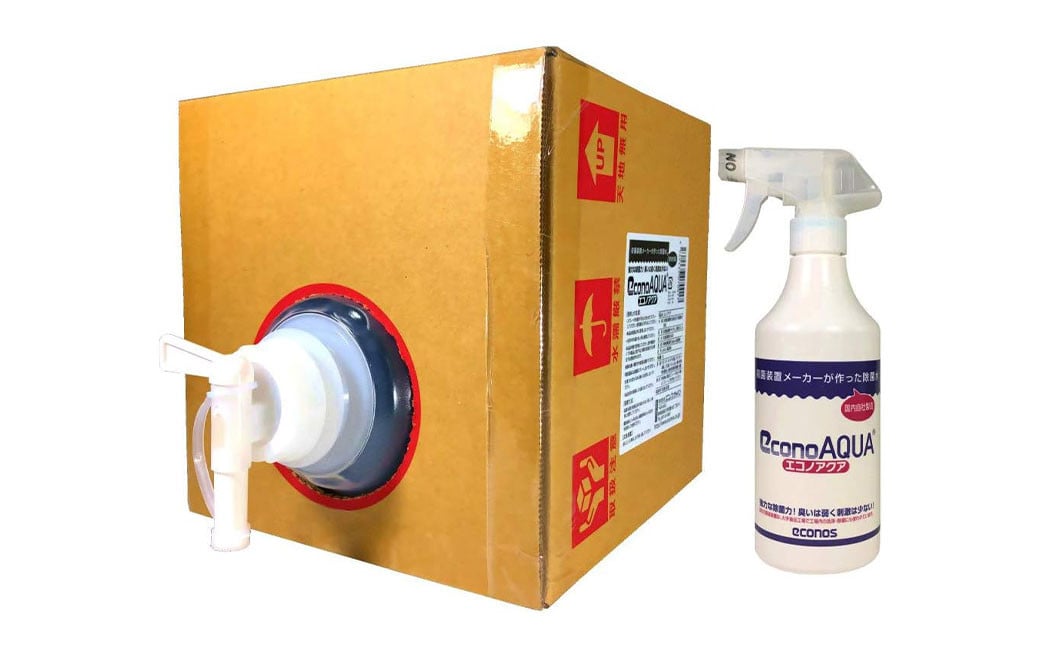 除菌･消臭剤 エコノアクア 5L バックインBOX スプレー用 空ボトル 1本付【配送不可：沖縄・離島】 消臭剤 消臭スプレー 詰替え用 業務用