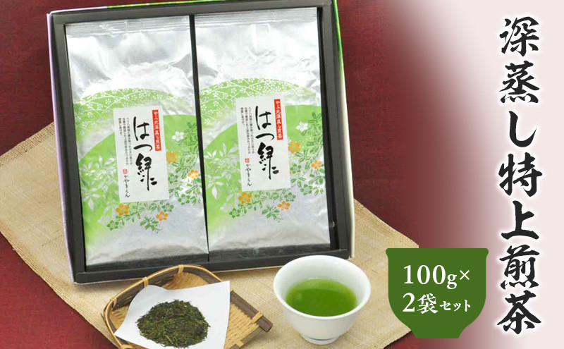 深蒸し特上煎茶 はつ緑 100g×2袋 セット 計200g| お茶 茶 深蒸し茶 煎茶 ギフト プレゼント 八十八夜摘み 静岡県産 静岡県 菊川市