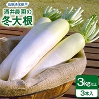 AG080 酒井農園の冬大根 3kg以上（3本入）