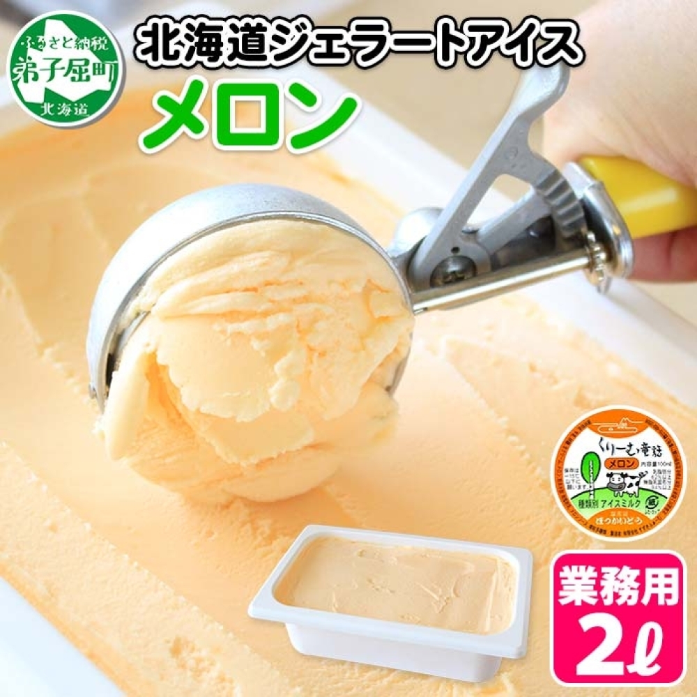 595.アイスクリーム メロン ジェラート 業務用 2リットル 2L アイス 大容量 手作り 北海道 弟子屈町