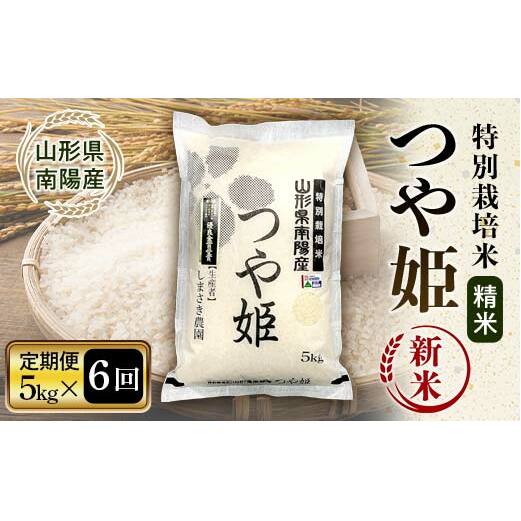 【令和7年産 新米 先行予約】【米食味コンクール金賞受賞農園】 《定期便6回》 特別栽培米 つや姫 5kg×6か月 《令和7年10月中旬～発送》 『しまさき農園』 山形県 南陽市 [2397-R7]