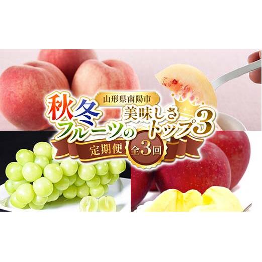 【令和8年産先行予約】 《定期便3回》 秋冬フルーツの美味しさトップ3定期便 『フードシステムズ』 桃 シャインマスカット りんご 果物 フルーツ 山形県 南陽市 [2263-R8]