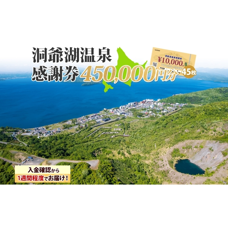 洞爺湖温泉感謝券 450000円 分 金券 クーポン 洞爺湖 湖 温泉 リゾート 有珠山 火山 自然 花火 イルミネーション 旅行 観光 宿泊 施設 北海道