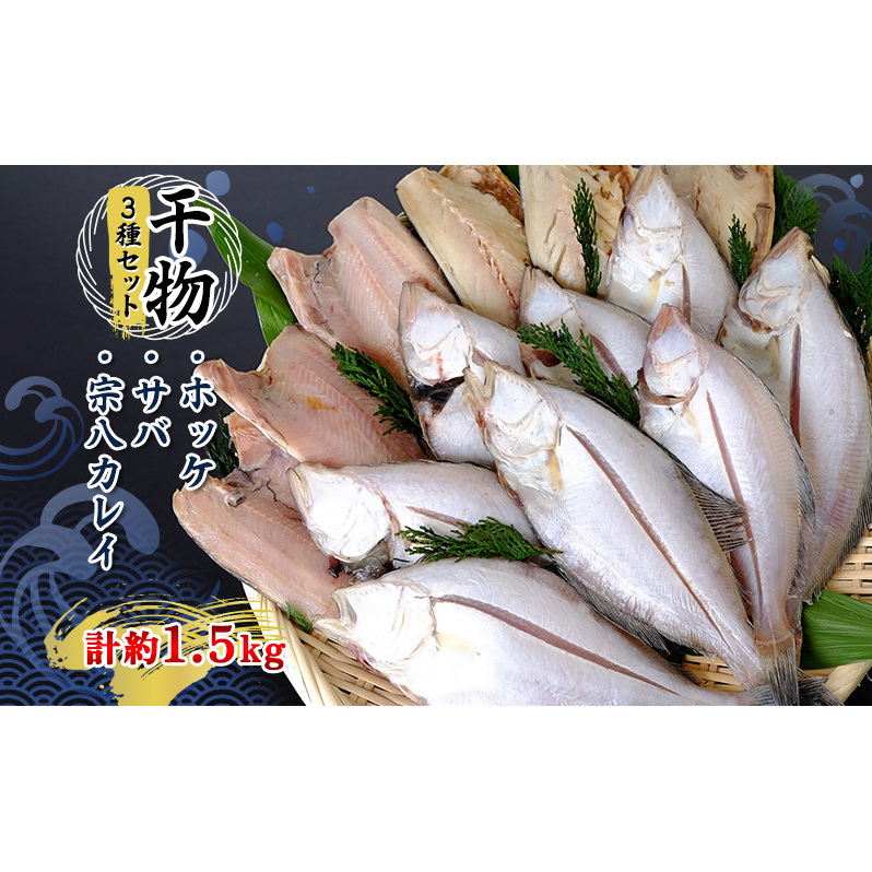 干物3種セット(ホッケ・サバ・宗八カレイ) 計約1.5kg ※2024年2月より順次出荷 魚貝類 鯖 