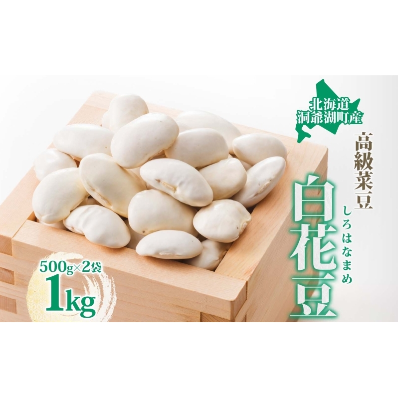北海道 洞爺湖町産 高級菜豆 白花豆 500g×2袋 計1kg 12月中旬よりお届け しろはなまめ 花豆 豆 マメ まめ 大粒 甘い 北海道産 国産 煮豆 スープ 煮込み料理 常温 お取り寄せ 送料無料 【 洞爺湖町 】