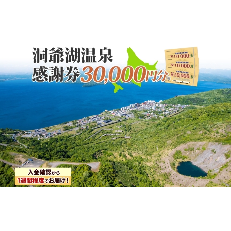 洞爺湖温泉感謝券 30000円 分 金券 クーポン 洞爺湖 湖 温泉 リゾート 有珠山 火山 自然 花火 イルミネーション 旅行 観光 宿泊 施設 北海道