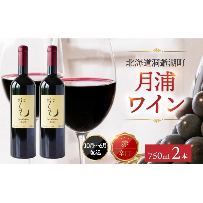 北海道 月浦ワイン 赤 750ml×2本 ドルンフェルダー 赤ワインお酒 アルコール ブドウ酒 自社農園 家飲み お祝い 記念日 贈答用 ギフト 月浦ワイナリー 送料無料 まろやか 深い味わい 大切な日