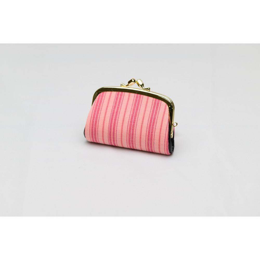 真岡木綿「くし形小銭入れ」（ピンク系）| 栃木県 伝統工芸品 織物 財布 小銭入れ 手作り 贈答 贈り物 ギフト 小物