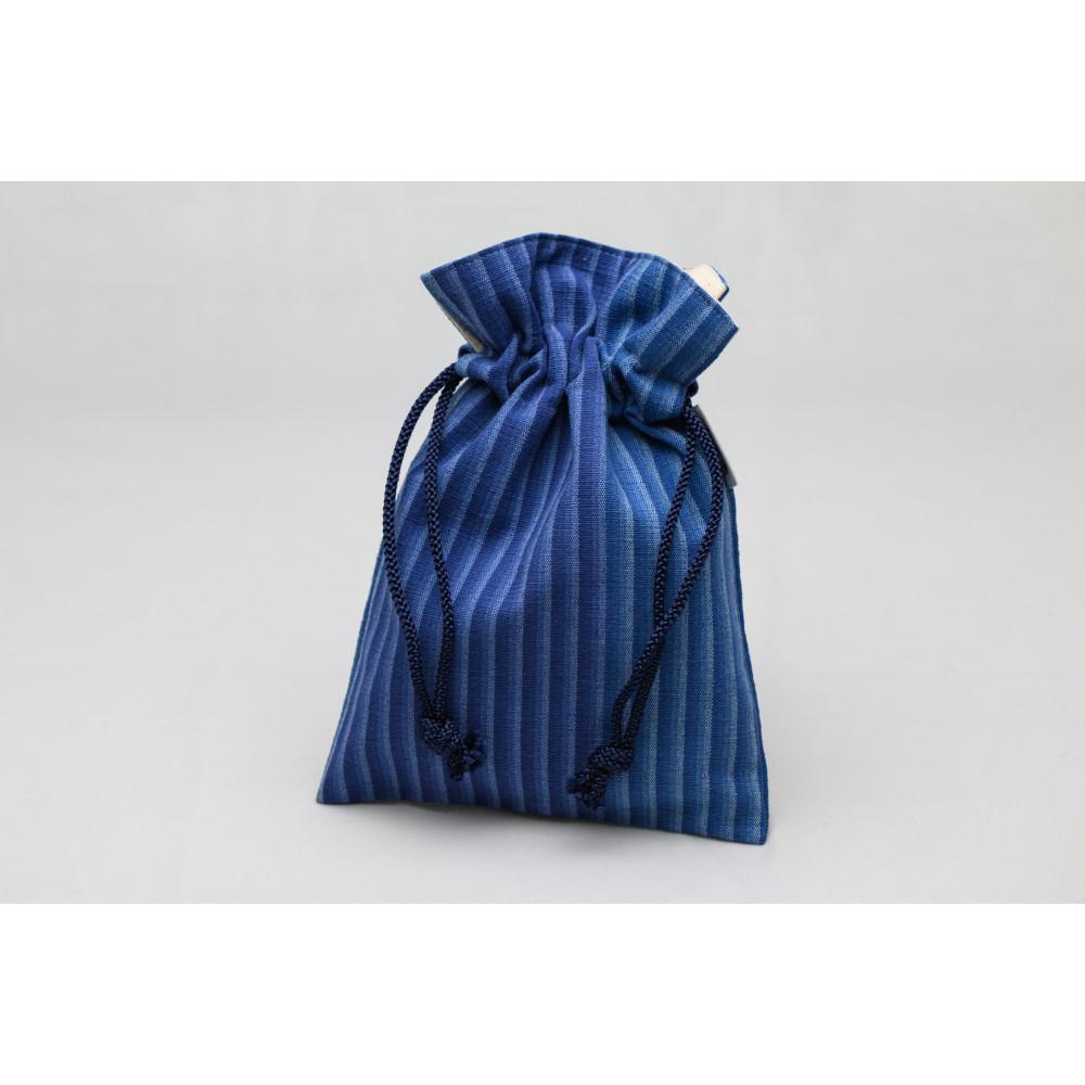 真岡木綿「巾着袋　小」（青系）| 栃木県 伝統工芸品 織物 袋 手作り 贈答 贈り物 ギフト 小物 雑貨