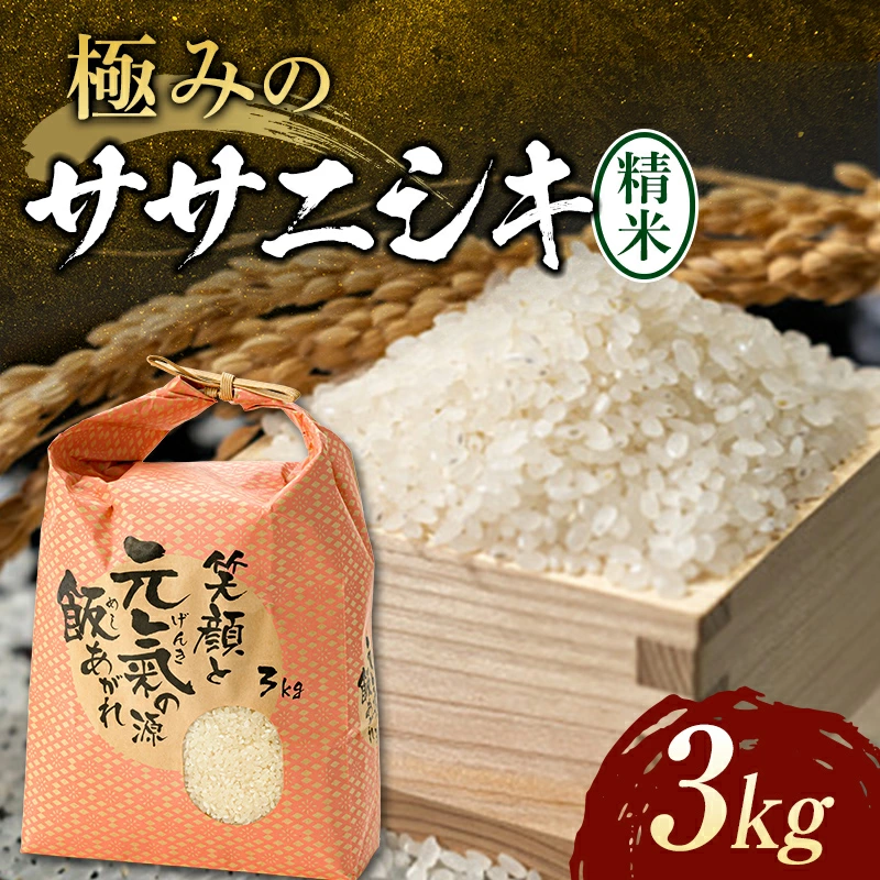 【令和7年産】 極みのササニシキ(精米)3kg×1袋 米 お米 おこめ ふるさと納税 山形県 新庄市 F3S-2378