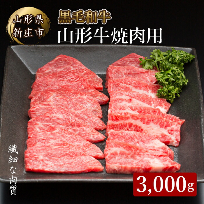 山形牛焼肉用 3000g にく 肉 お肉 牛肉 山形県 新庄市 F3S-2092