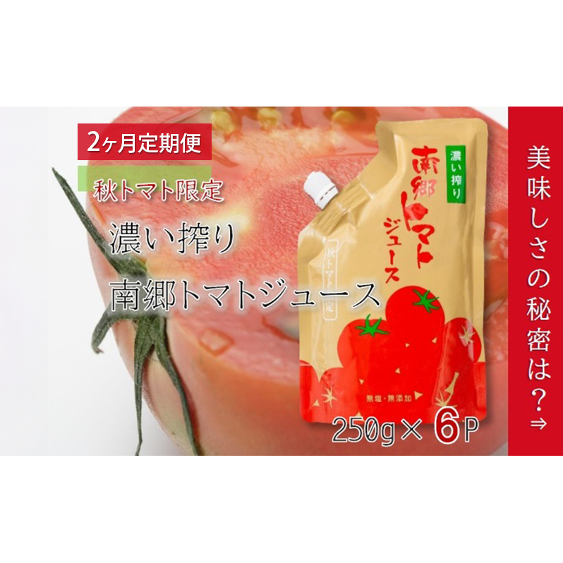 2ヶ月定期便 濃い搾り 南郷トマトジュース 計12パック 6パック×2ヶ月 果汁飲料 野菜飲料 ストレート 無添加 野菜 トマト とまと