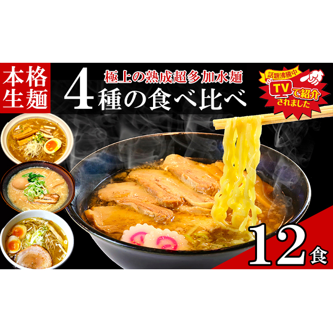 只見生らーめん 12食 【4種の食べ比べスープ付】 ラーメン 本格 生麺 太麺 熟成多加水麺 ご当地ラーメン