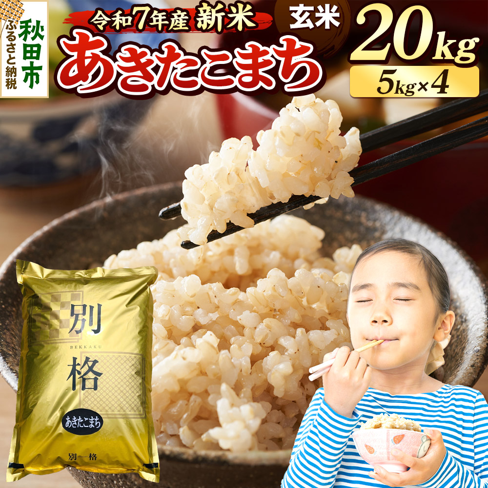 《令和7年産 新米》 米 あきたこまち 20kg(5kg×4袋) 【玄米】 秋田県産