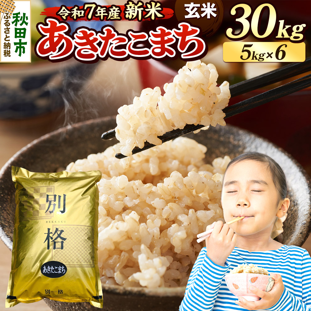 《令和7年産 新米》 米 あきたこまち 30kg(5kg×6袋) 【玄米】 秋田県産