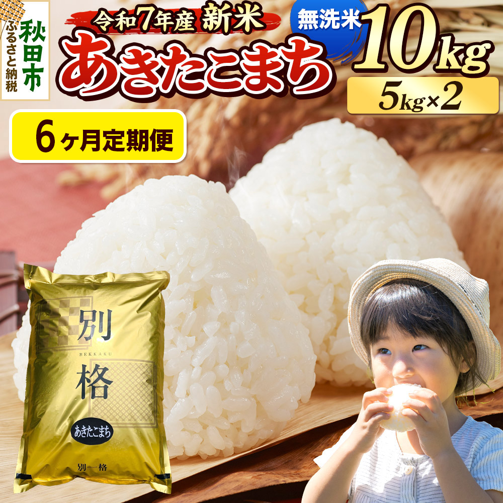 《令和7年産 新米》《定期便6ヶ月》 米 あきたこまち 10kg(5kg×2袋) 【無洗米】 秋田県産