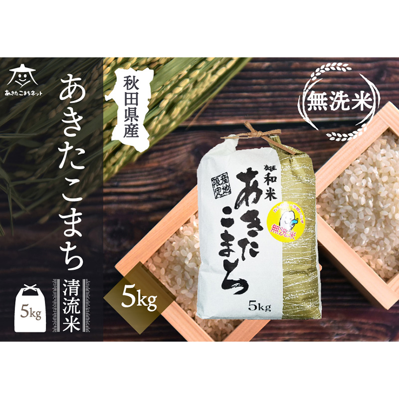 あきたこまち 清流米 5kg 【無洗米】秋田市雄和産