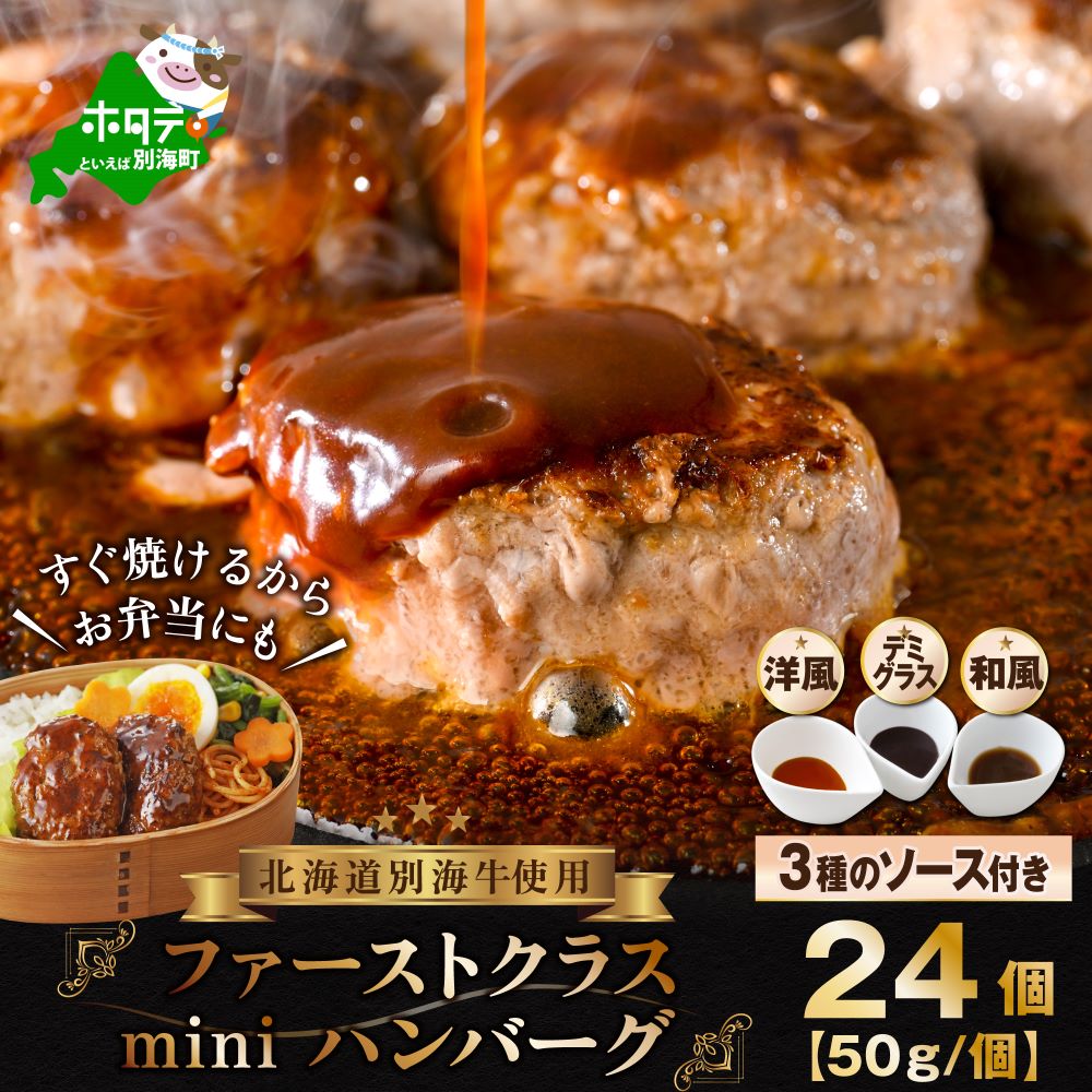 ファーストクラスミニハンバーグ 50g×24個 3種のソース