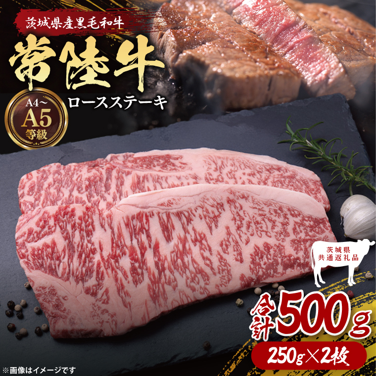 【茨城県共通返礼品】常陸牛ロースステーキ500g（250g×2）｜ブランド牛 銘柄牛 和牛 黒毛和牛 国産 A5・A4ランク 等級 お肉 牛肉 ステーキ ロース 茨城県 大子町（DD001）