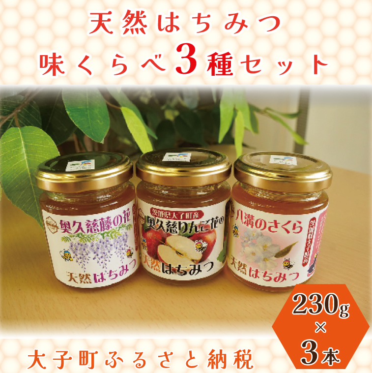 【2025年10月~2026年4月発送】天然はちみつ 味くらべ3種セット 230g×3本 【藤の花・りんご花・さくら】(BG005)