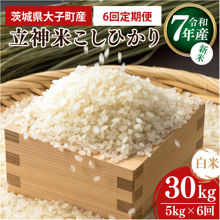【6ヶ月定期便】【新米】令和7年産 立神米こしひかり(白米)定期便 5kg ×6回|茨城県 大子町 コシヒカリ 米 コンテスト 受賞 生産者 大子産米 産地直送(BT071)