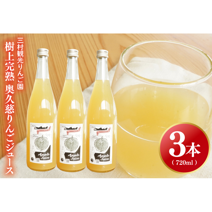 【三村観光りんご園】樹上完熟 奥久慈りんごジュース 720ml×3本セット（BX005）