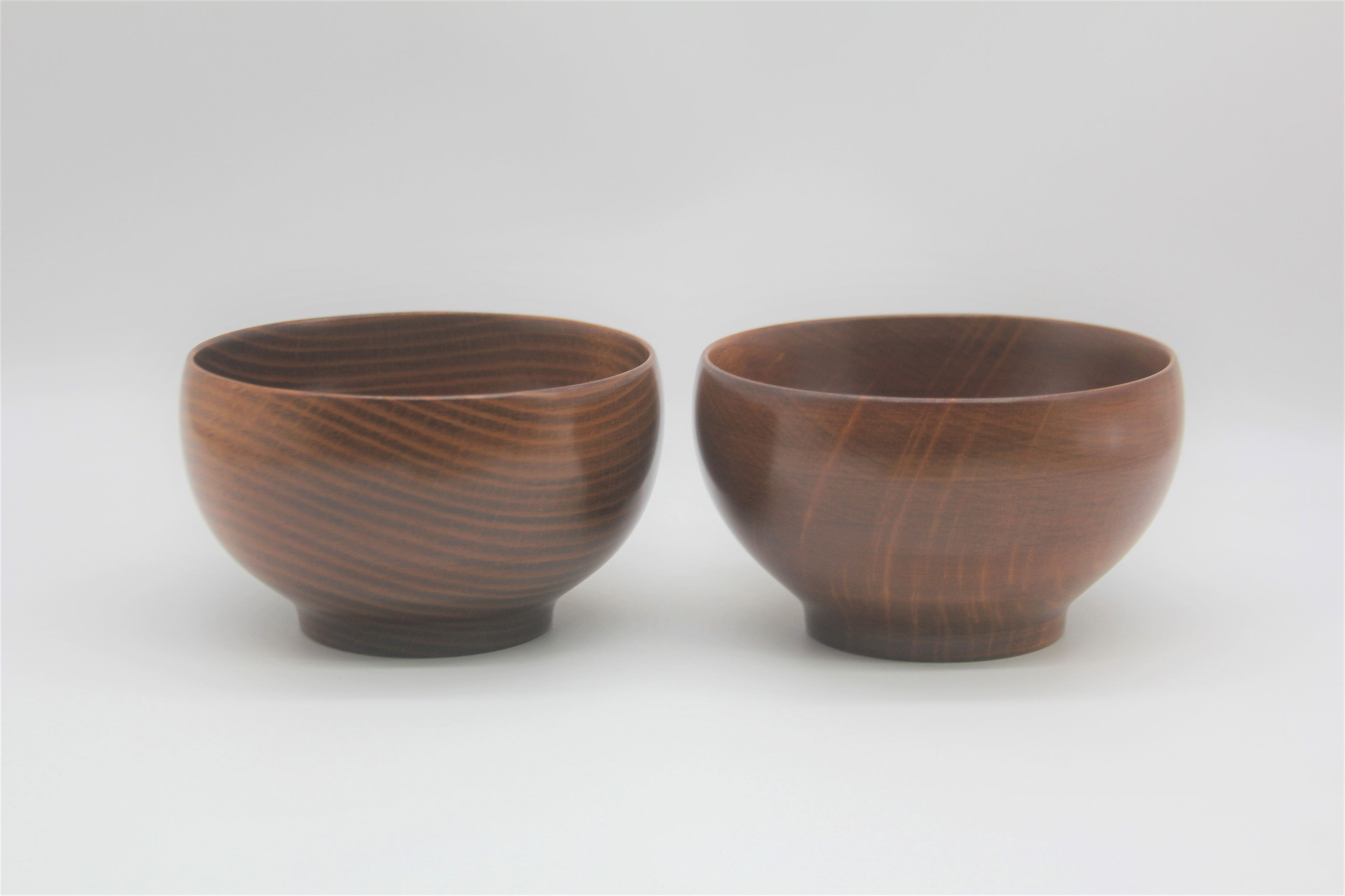 漆めいぼく椀 中 2樹種セット(ブナ・サクラ)【めいぼく椀11.5φ×6.8cm 手作り ふき漆塗り 国産天然木 おしゃれ プレゼント 記念 お祝い お椀 漆 2客セット ペア 夫婦 神奈川県 小田原市 】