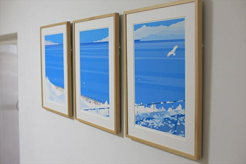 オリジナル風景画　オーダー制作　額装付きジクレープリント　小田原にある景色　心象風景　片田舎の風景　子供の頃に見た風景　海　空　山