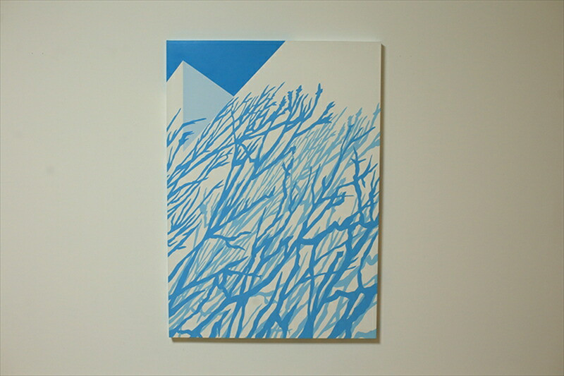 原画【ある青い晴天の日のできごと】オリジナル風景画　キャンバス ペインティング　小田原出身在住イラストレーターの作品　心象風景　子供の頃見た風景　海　空　山