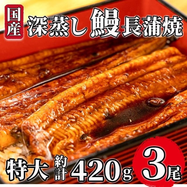 うなぎ 蒲焼 国産 大 3尾 漁協オリジナル 深蒸し 蒲焼き たれ付き 1尾 約140g~150g 鰻 ウナギ 人気 沼津 静岡 ギフト 贈答用 新米 に合う