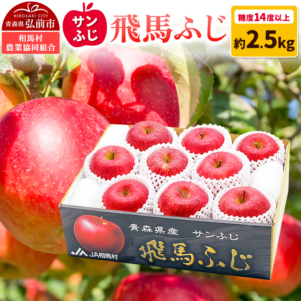 【25年11月~発送】りんご 糖度14度以上 「 飛馬ふじ 」(サンふじ)約 2.5kg