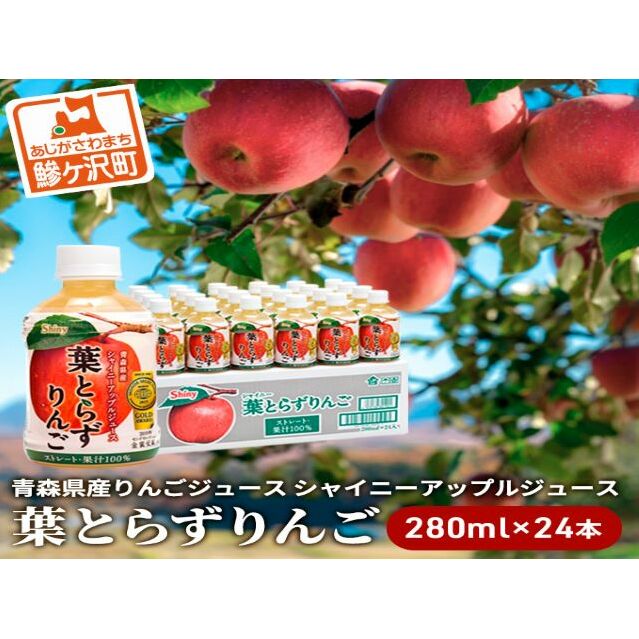 りんごジュース 青森 シャイニーアップルジュース 葉とらずりんご 280ml×24本 風丸農場 りんご ジュース 100% ストレート アップルジュース フルーツジュース 果物ジュース ペットボトル フルーツ 果物 飲料 リンゴ 林檎 青森県産 青森県